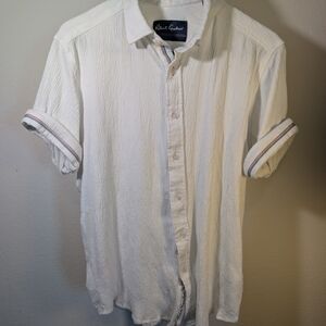 Robert Graham White Textured Button Down Shirt Mens Medium Tailored Fit